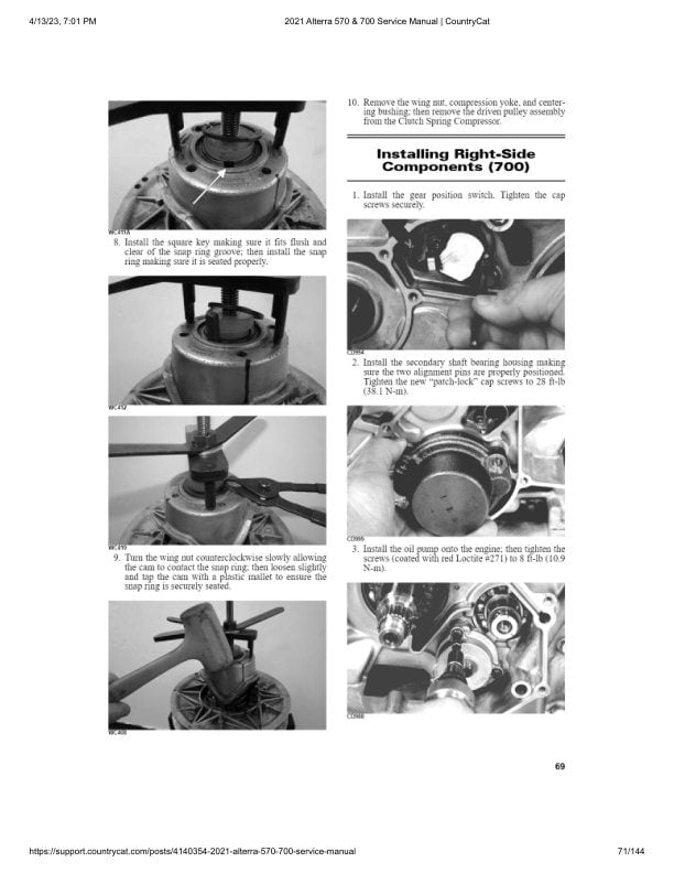 Arctic Cat Alterra 570 700 ATV Service Manual sample page showing schematics and diagrams