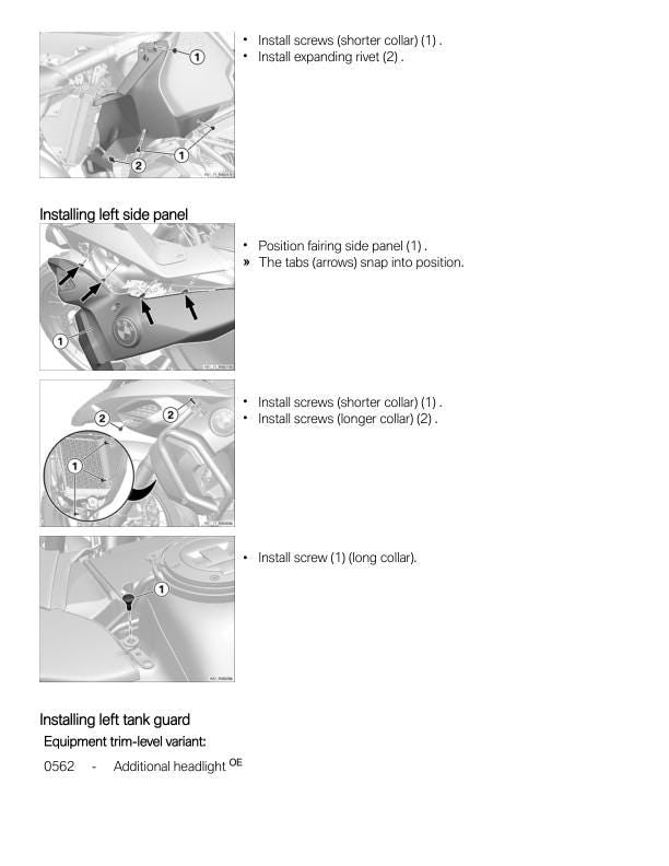 BMW R1250 GS Adventure K51 Motorcycle Service Manual sample page showing repair procedures