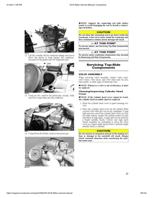 Arctic Cat Alterra 500 ATV Service Manual sample page with service data and tables