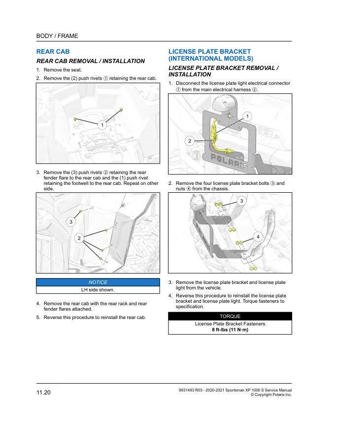 Polaris Sportsman XP 1000 ATV Service Manual sample page showing schematics and diagrams
