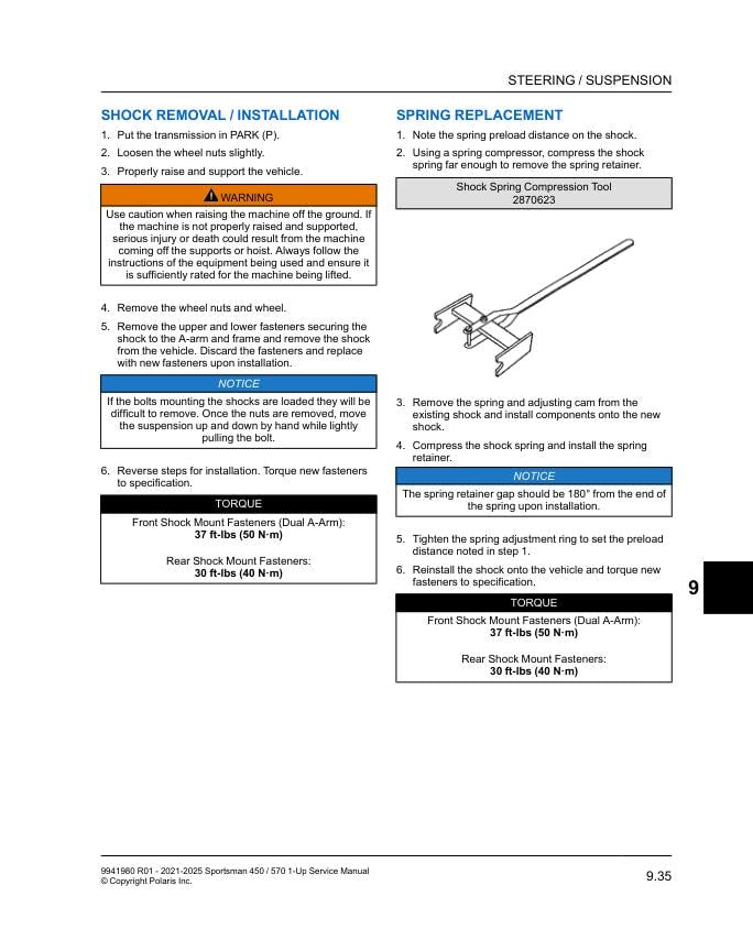 Polaris Sportsman 450 570 ATV Service Manual sample page showing schematics and diagrams