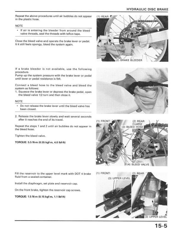Honda XR 400 R Motorcycle Service Manual sample page showing schematics and diagrams