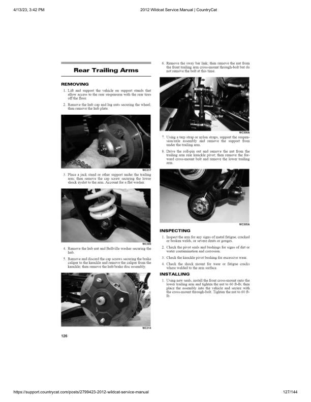 Arctic Cat Wildcat 1000 UTV Service Manual sample page from the repair manual