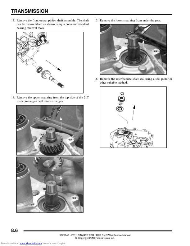 Polaris RZR 800 RZR-S RZR-4 UTV Service Manual sample page showing schematics and diagrams