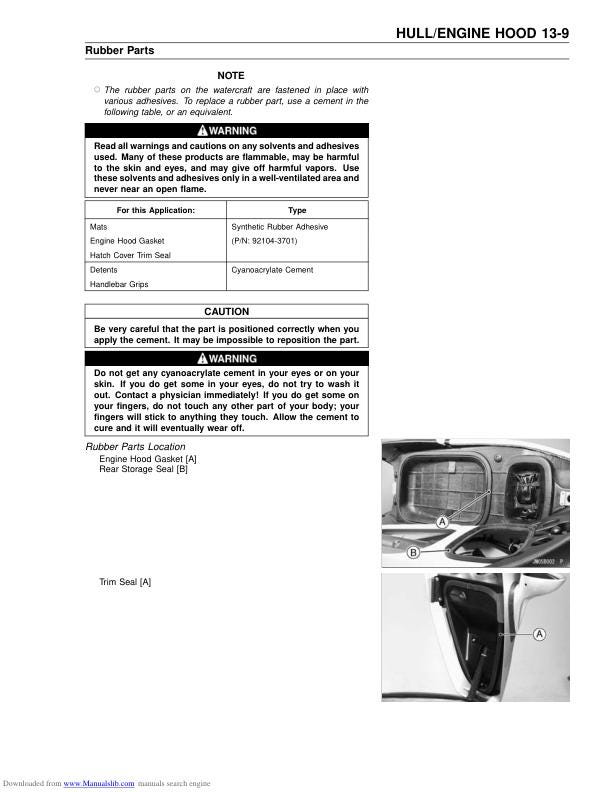 Kawasaki JetSki 1100 Service Manual sample page showing schematics and diagrams