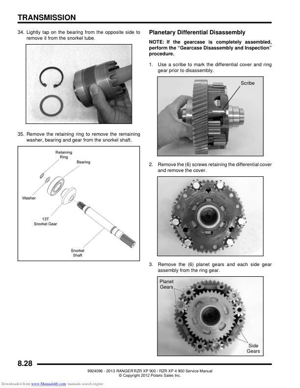 Polaris RZR 900 EPS XP XP4 UTV Service Manual sample page showing schematics and diagrams