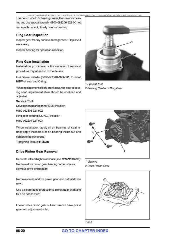 CFMOTO CFORCE CF800-2 Service Repair Manual sample page showing schematics and diagrams