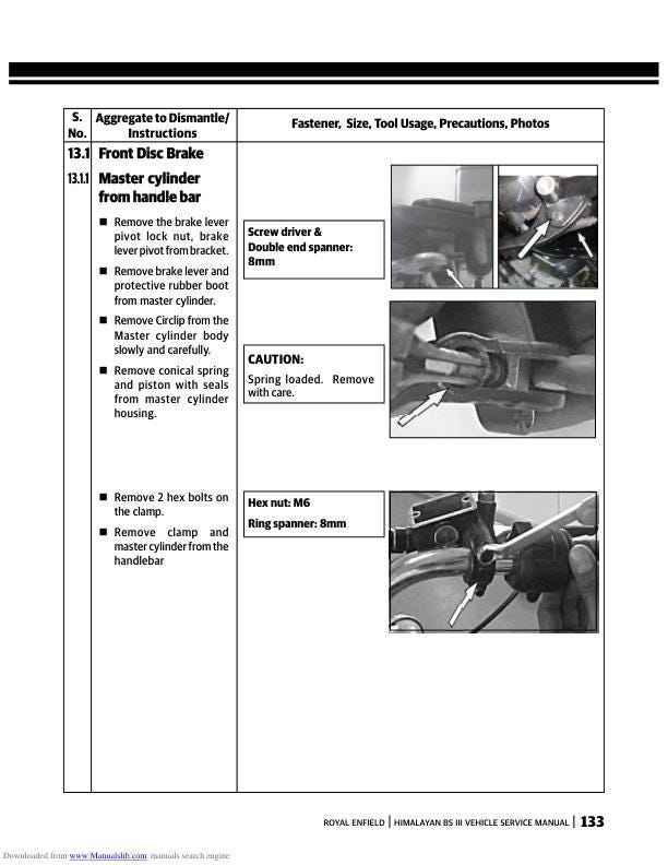 Royal Enfield Himalayan LS410 Carburetor Version Motorcycle Service Manual | 2016-2019 - sample page 7