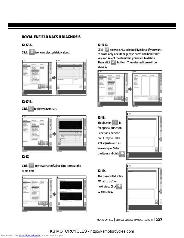 Royal Enfield Bullet & Continental Service Manual sample page with service data and tables