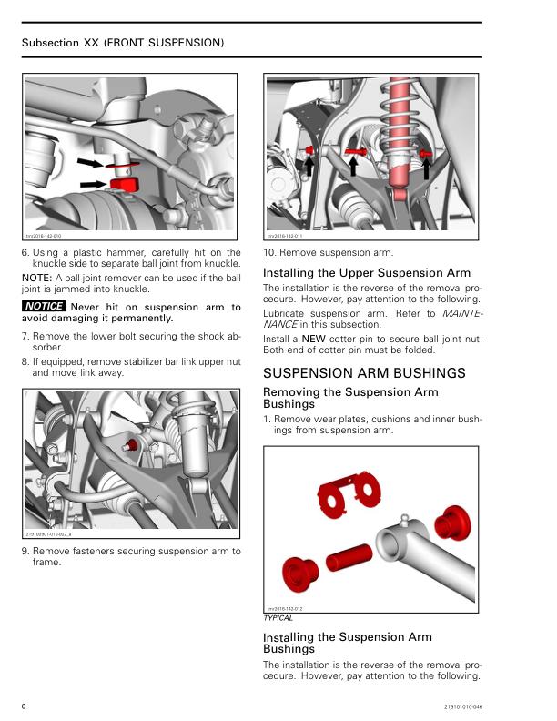 Can Am Defender Traxter HD5 HD8 HD10 Service Manual sample page showing repair procedures