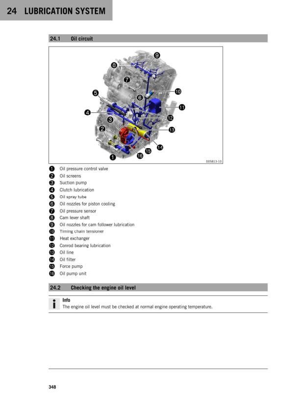 KTM 790 Adventure Motorcycle Service Manual sample page with service data and tables