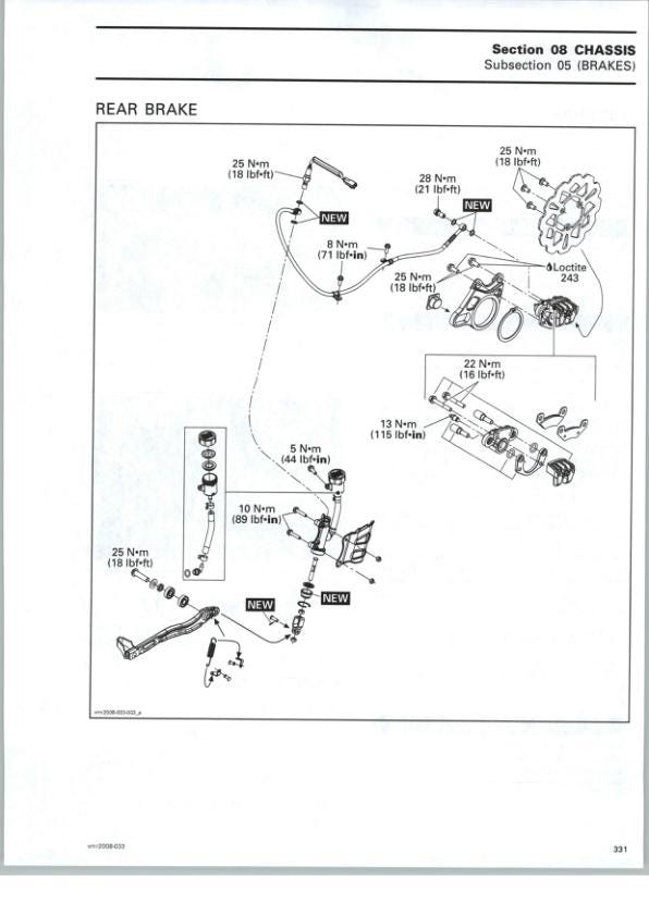 Can Am DS 450 450X Service Manual sample page with service data and tables