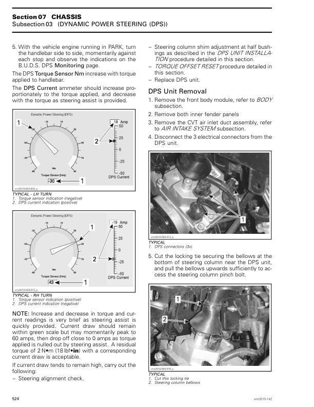 Can Am Renegade 1000R XXC XMR Service Manual sample page with service data and tables
