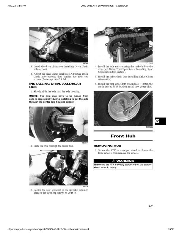 Arctic Cat 90cc ATV Service Manual sample page