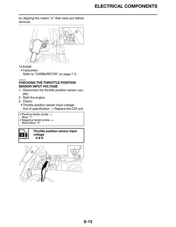 Yamaha YZ250 Motorcycle Service Manual sample page with service data and tables