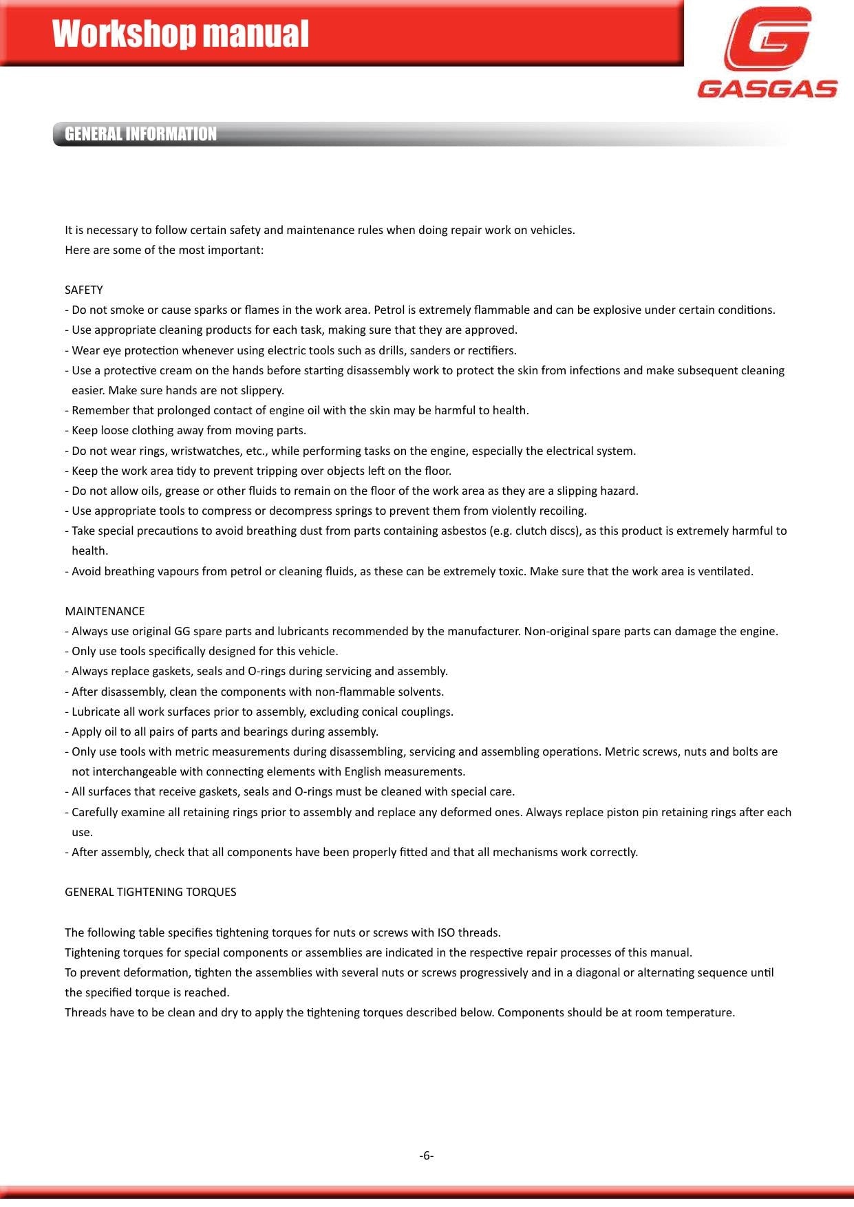 Gas Gas Enduro 2T 200 250 300 Motorcycle Service Manual | 2018-2022 - sample page 10