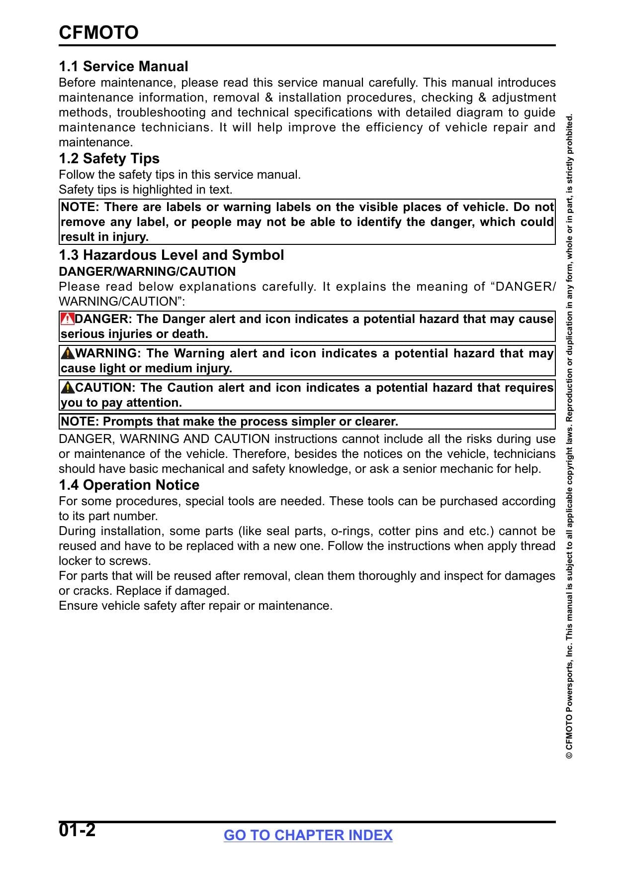 CFMOTO CFORCE 400 500 450 520 ATV Service Manual | 2025-2026 - sample page 8