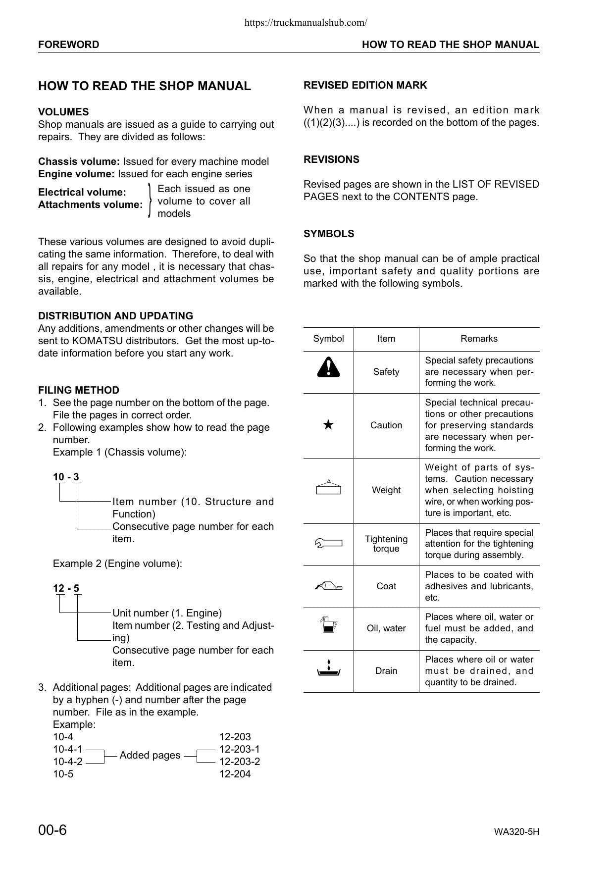 Komatsu WA320-5H Wheel Loader Service Manual | 2003-2007 - sample page 9