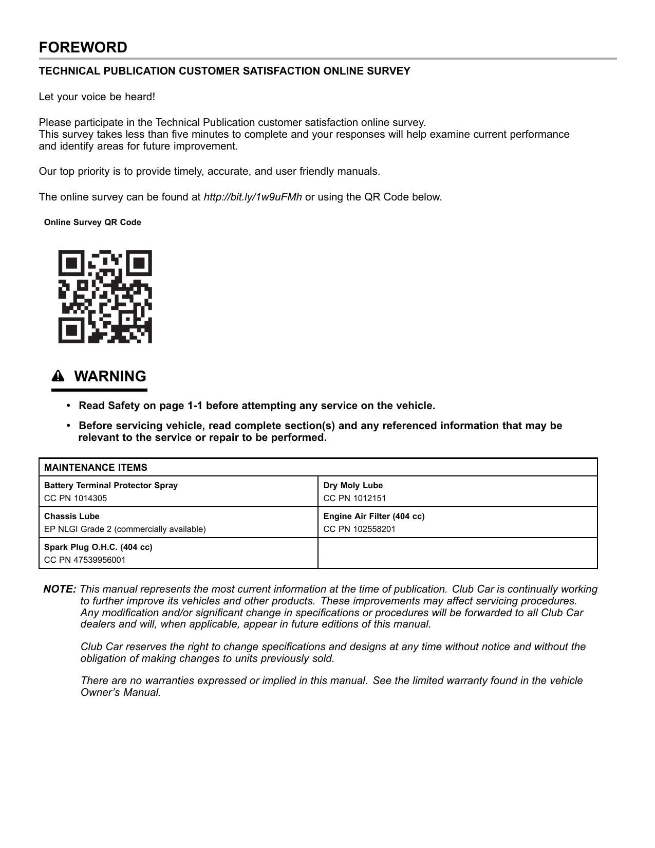 Club Car Onward Electric Gasoline Golf Cart Service Manual | 2018-2022 - sample page 9