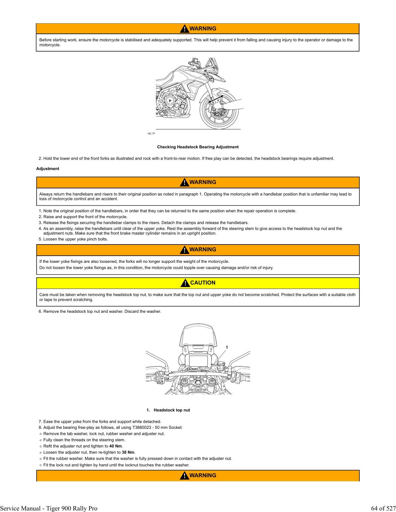 Triumph Tiger 900 Rally Pro Motorcycle Service Manual | 2020-2024 - sample page 8