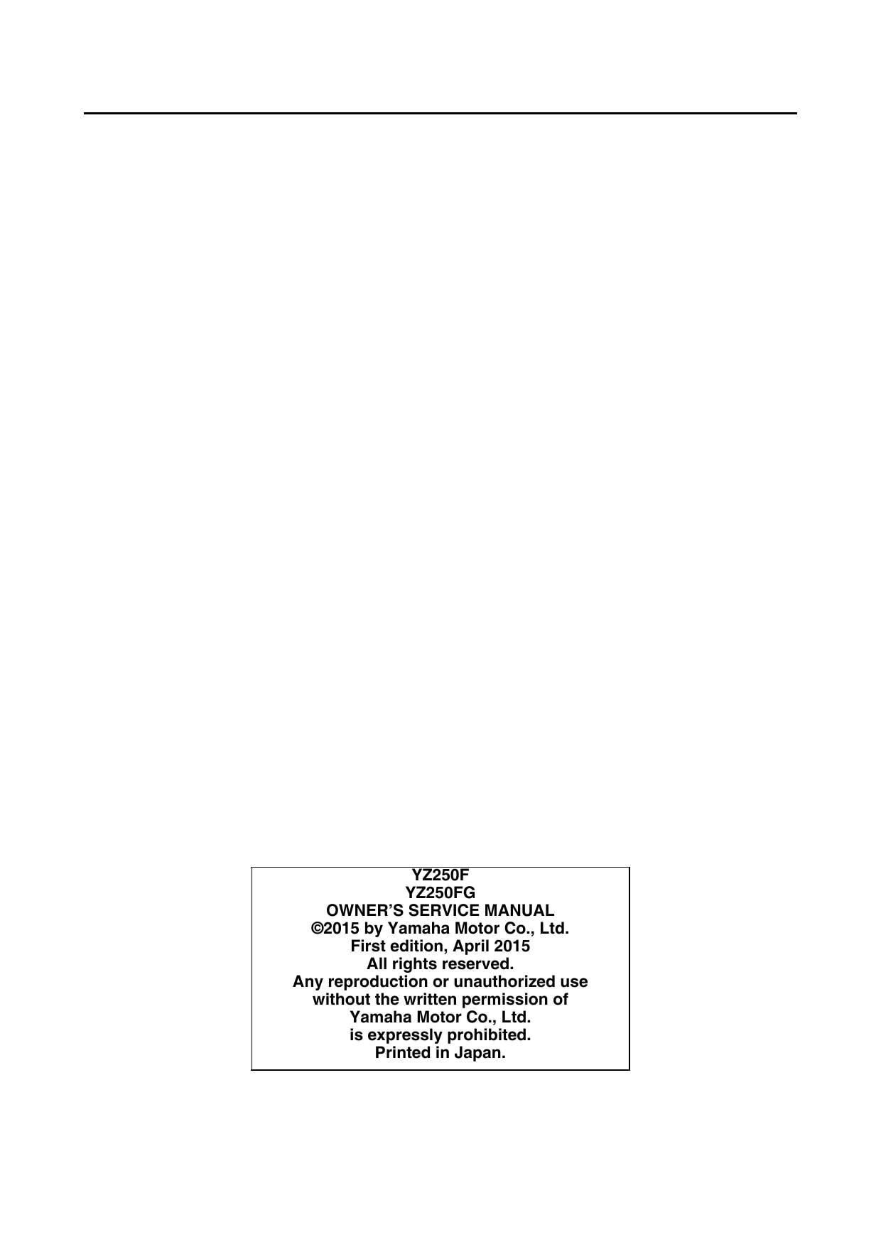 Yamaha YZ250F YZ250FG Motorcycle Service Manual | 2016-2020 - sample page 8