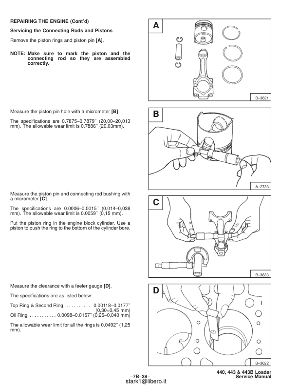 Manuale di servizio pale gommate Bobcat 440 443