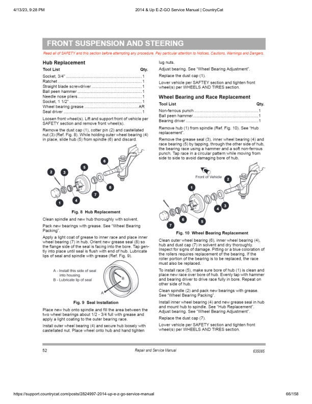 EZGO Express S4 48V Golf Cart Service Manual sample page with technical illustrations