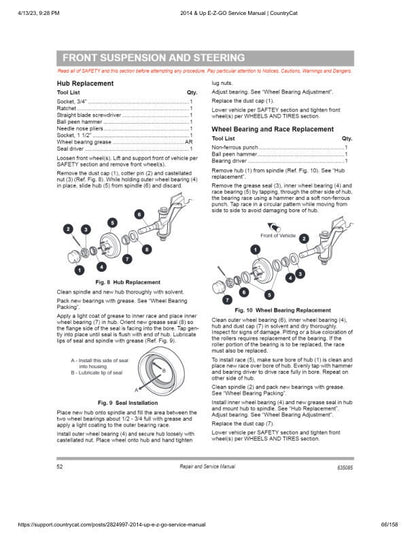 EZGO Express S4 48V Golf Cart Service Manual sample page with technical illustrations