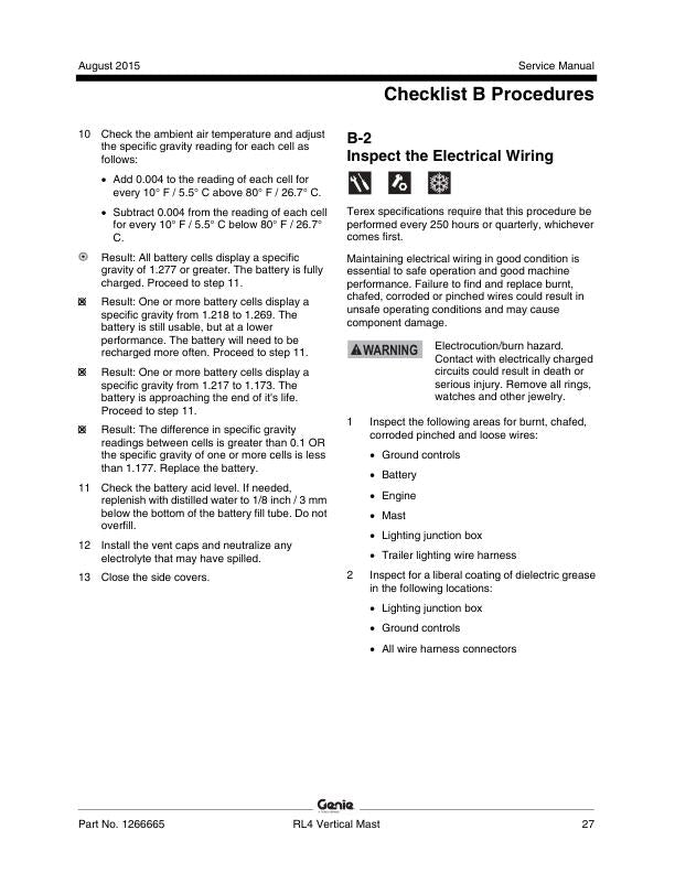 Genie RL 4 Gas Powered Light Tower Service Manual sample page with technical illustrations
