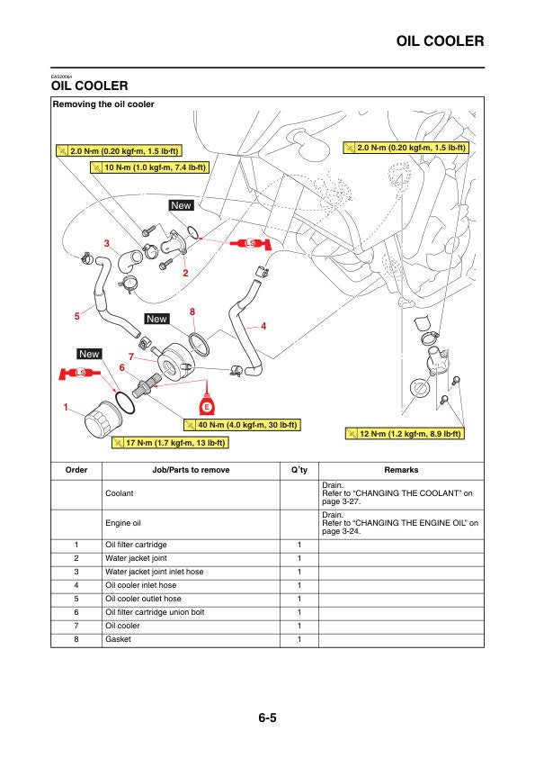 Yamaha Tenere 700 Motorcycle Service Manual sample page with technical illustrations