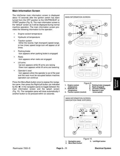 Toro Reelmaster 7000 D Mower Service Manual sample page with service data and tables
