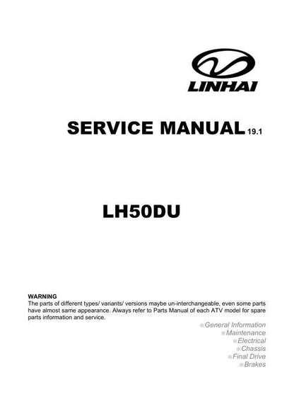 Linhai Crossfire E5 LH50U UTV Service Manual factory service manual title page
