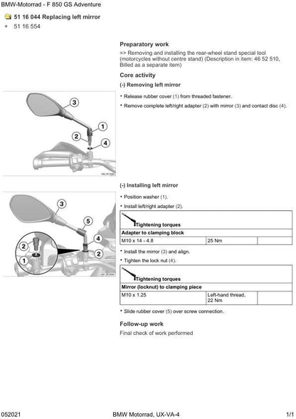 BMW F 850 GS Adventure K82 Service Manual sample page with technical illustrations