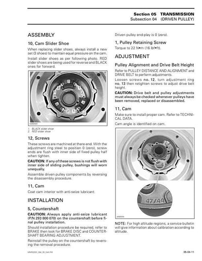 Skidoo MXZ 600 800 REV Snowmobile Service Manual sample page showing repair procedures