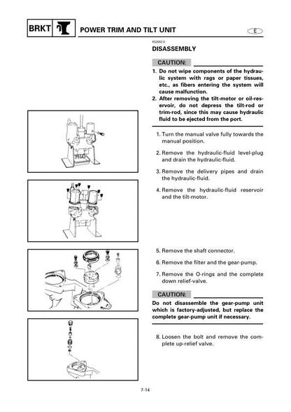 Yamaha 50G 60F 70B 75C 90A Outboard Service Manual sample page from service manual