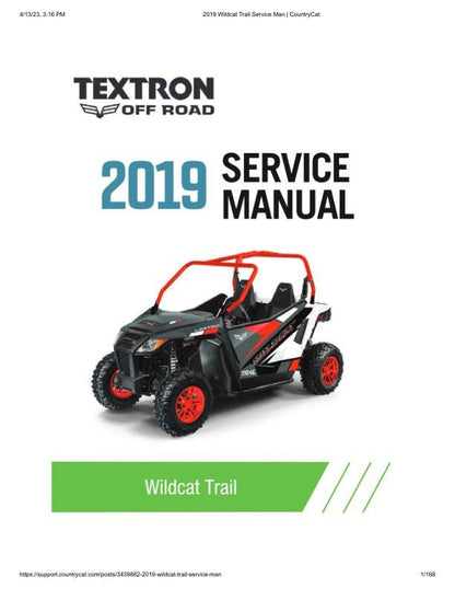 Arctic Cat Wildcat Trail UTV Service Manual factory service manual title page