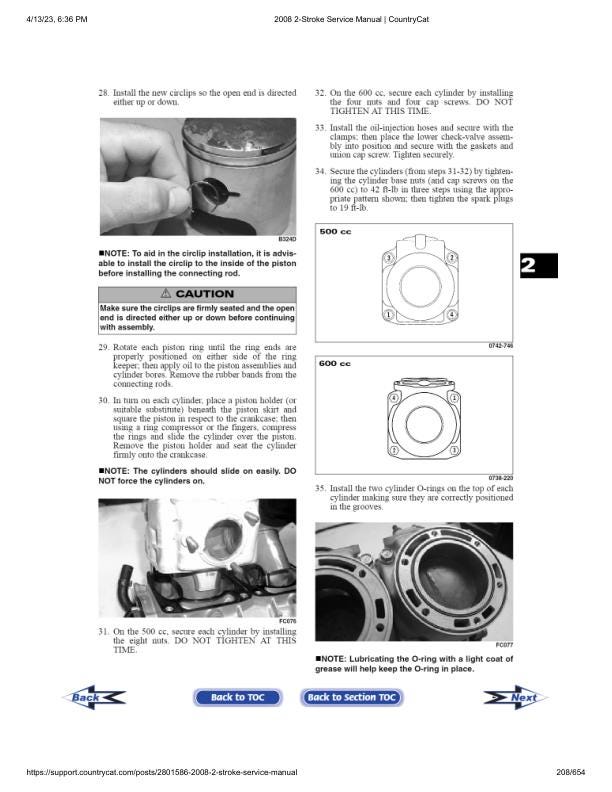 Arctic Cat Bearcat Crossfire Panther F5 F6 F8 Snowmobile Service sample page showing repair procedures