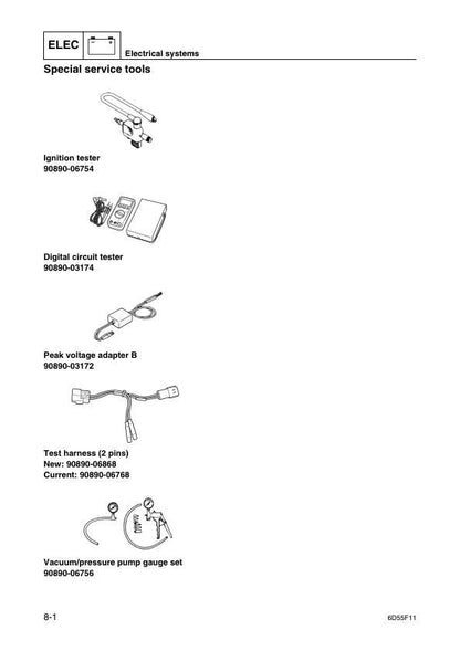 Yamaha F25C Outboard Service Manual sample page showing schematics and diagrams