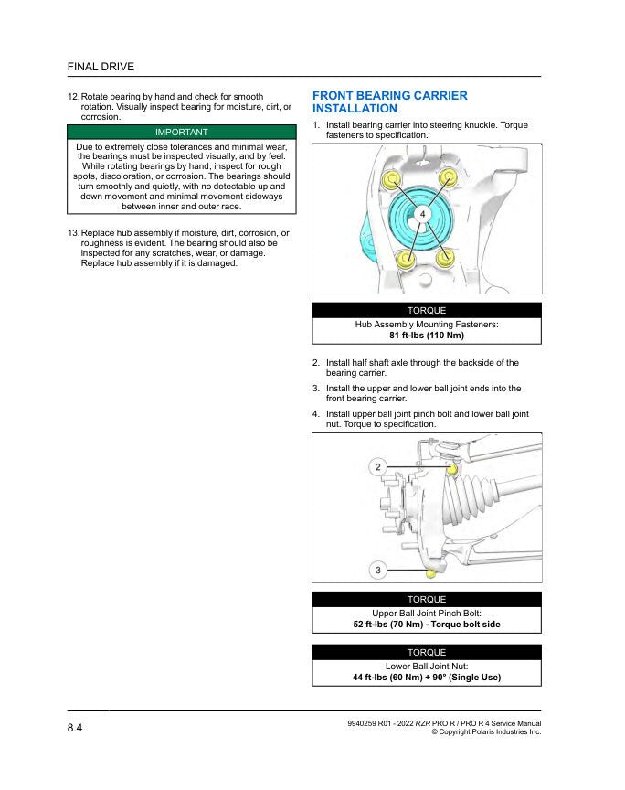 Polaris RZR Pro R UTV Service Manual sample page from the repair manual