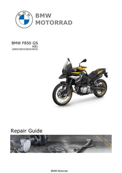 BMW F850 GS K81 Motorcycle Service Manual factory service manual title page