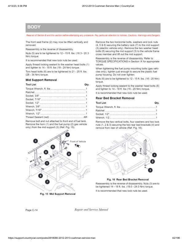 Cushman Electric Shuttle 2 4 6 Golf Cart Service Manual sample page with diagrams and specifications
