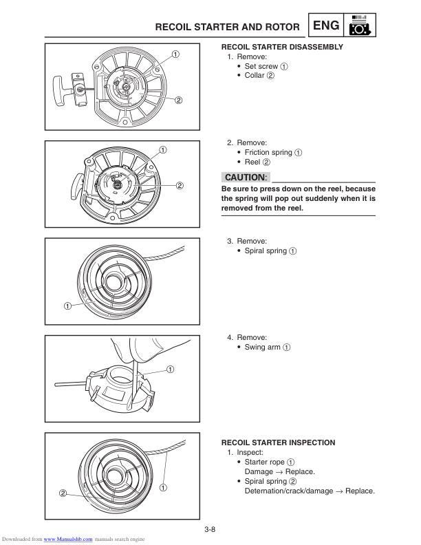 Yamaha EF1000iS Inverter Generator Service Manual sample page showing repair procedures
