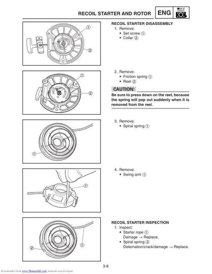 Yamaha EF1000iS Inverter Generator Service Manual sample page showing repair procedures