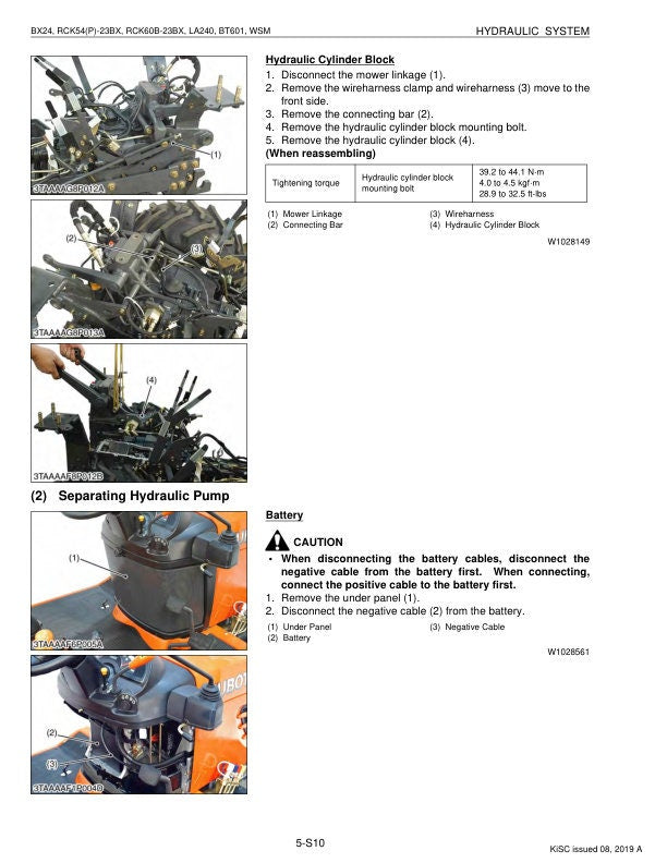 Kubota BX 24 Tractor Service Manual sample page with technical illustrations