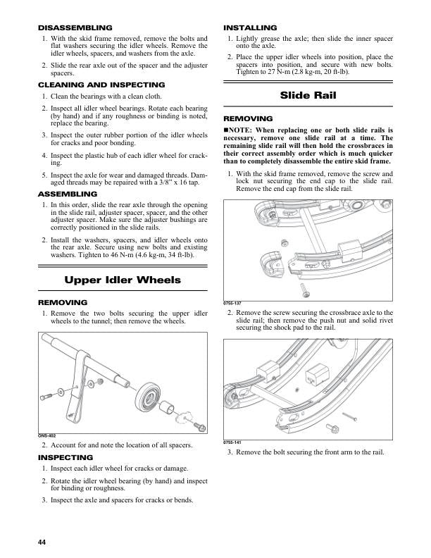 Skidoo MXZ120 Snowmobile Service Manual sample page with service data and tables