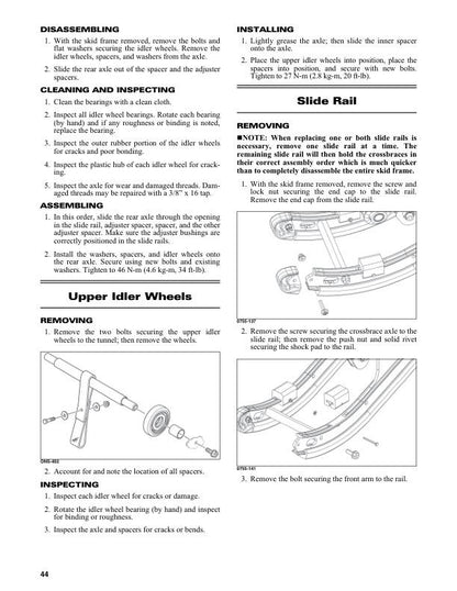 Skidoo MXZ120 Snowmobile Service Manual sample page with service data and tables