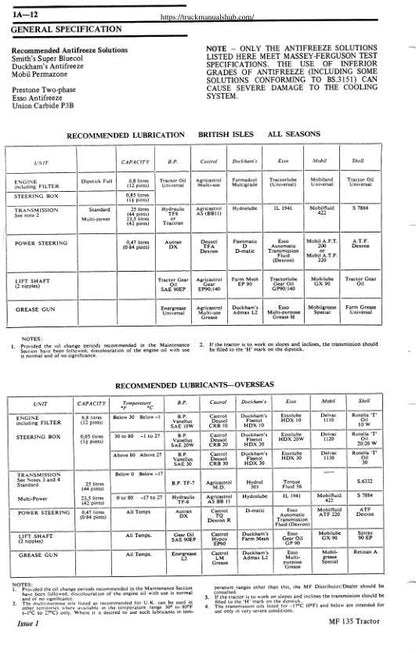 Massey Ferguson 148 Tractor Service Manual sample page with technical illustrations