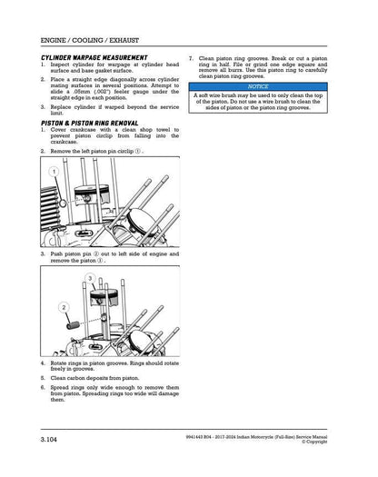 Indian Chief Chieftain Roadmaster Springfield Full Size Motorcycle sample page with diagrams and specifications