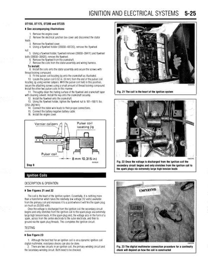 Suzuki 2-225 HP Outboard Service Manual sample page with technical illustrations
