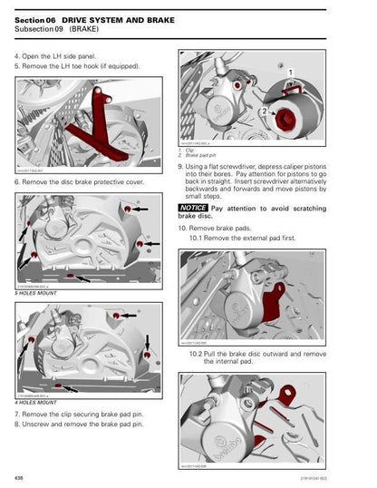 Skidoo Skandic 600 850 900 Snowmobile Service Manual sample page showing repair procedures